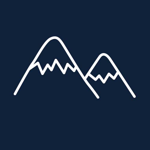 Black logo with two mountains