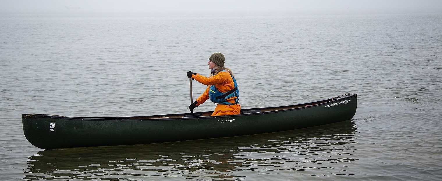 Canoeing in fog Poole Harbour