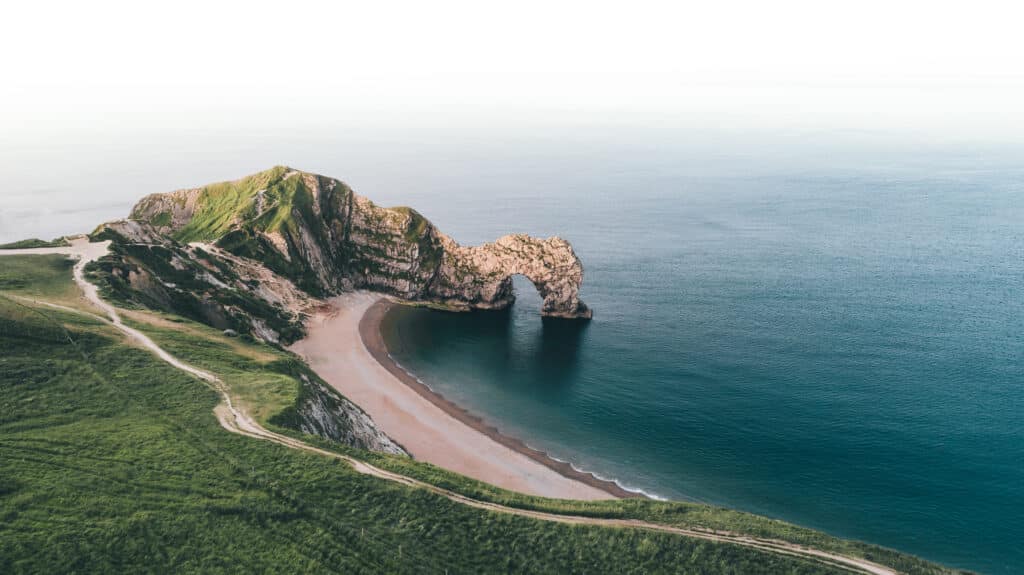 Drone photo of Durdle Door