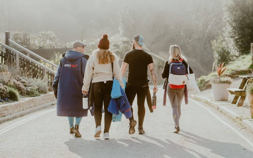 friends walking outside