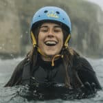 smiling woman in the sea