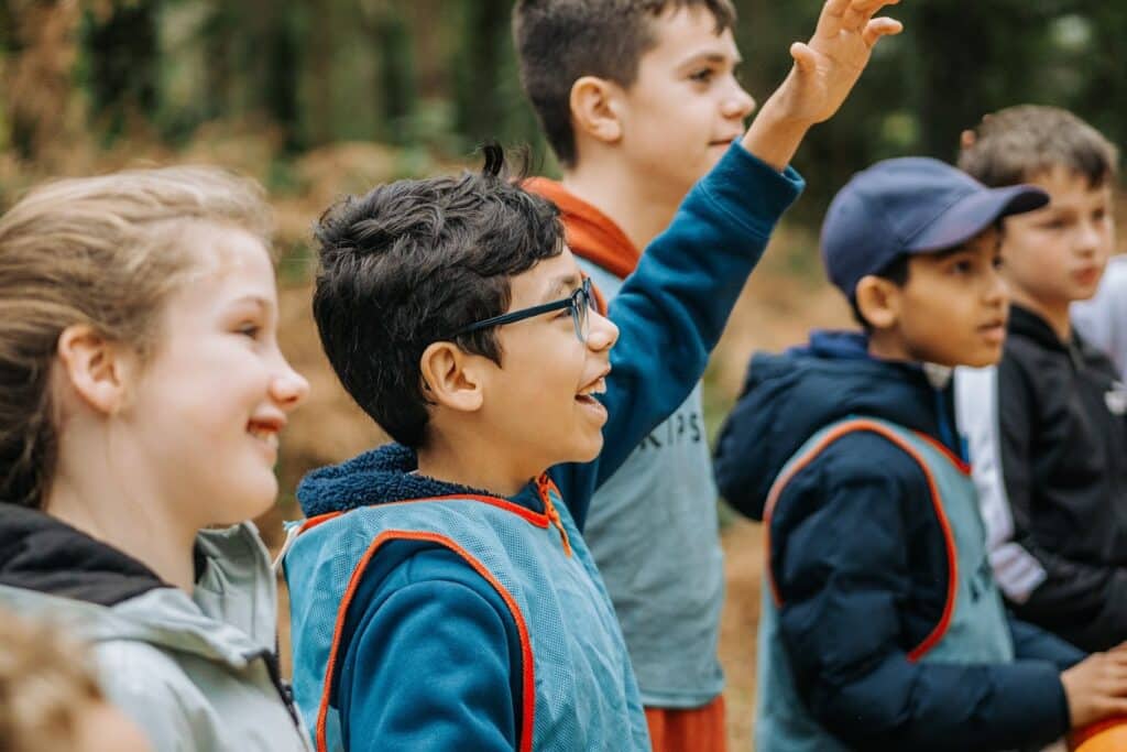 Kids playing in the woods