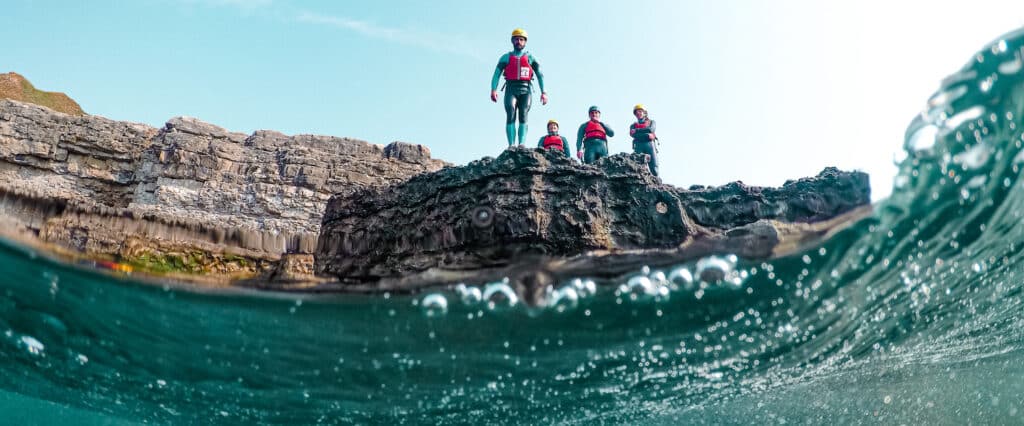 Coasteering jump in Dorset