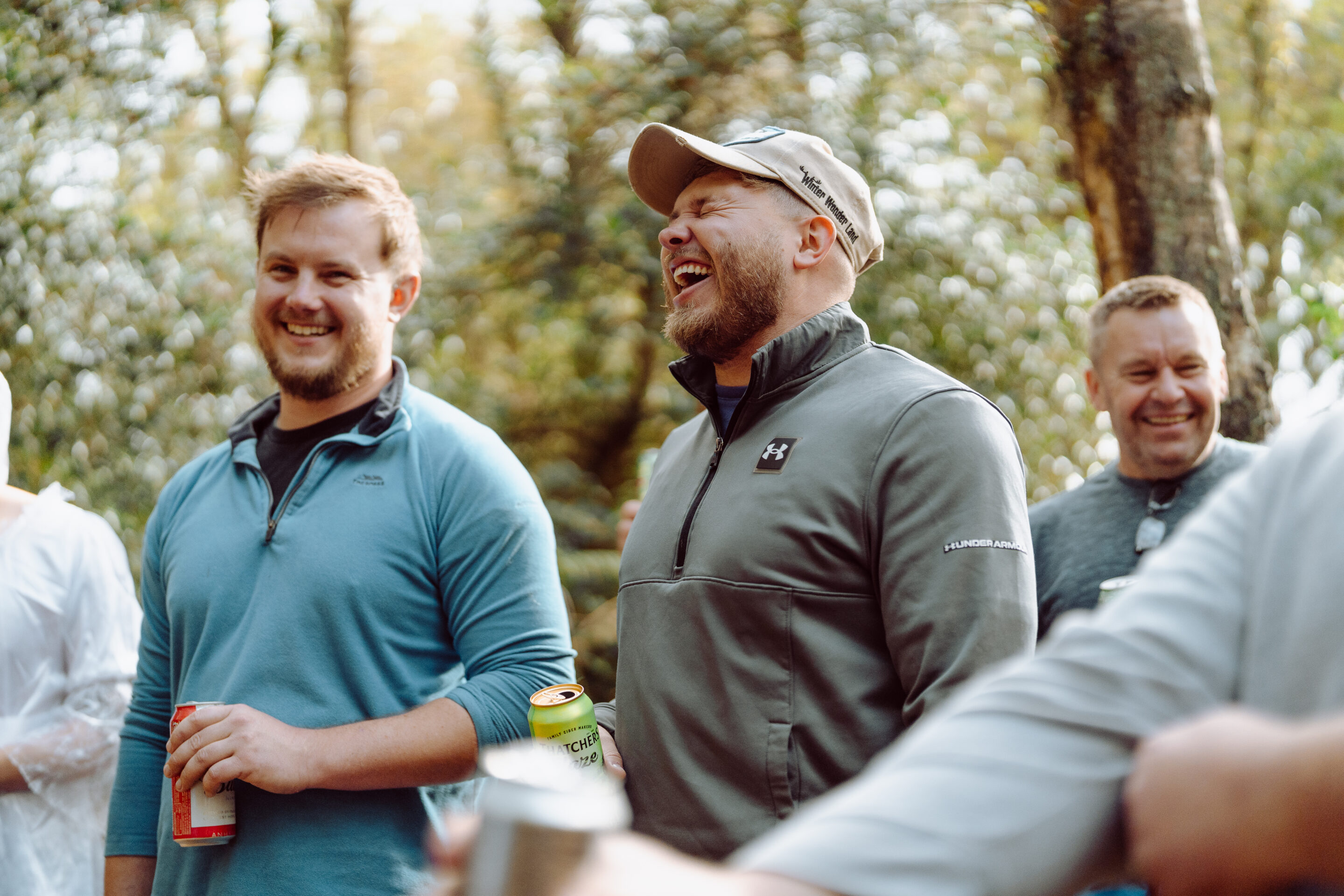 2 men Laughing in the forrest